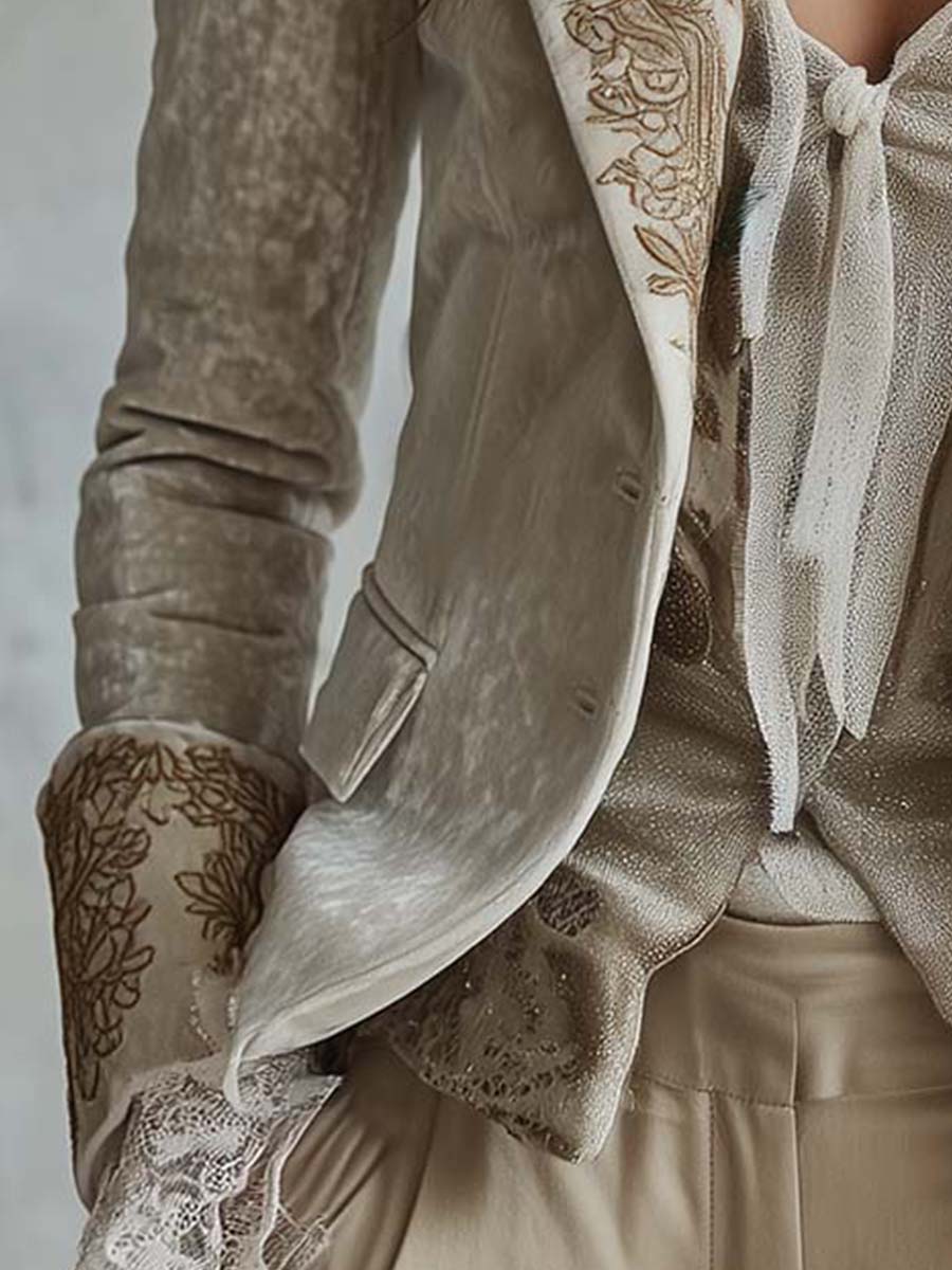 Perla | saco marfil con bordado dorado