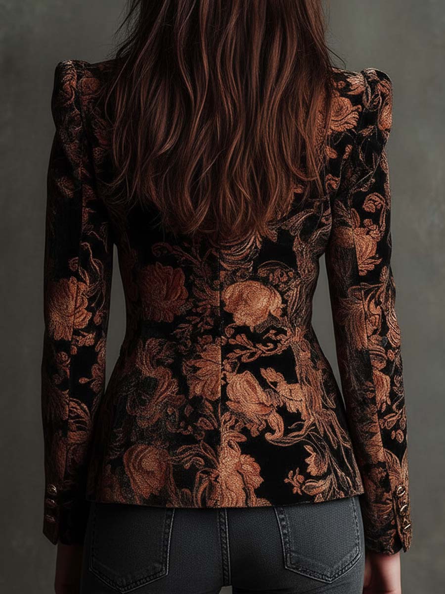 Odilia | saco negro con flores bronce