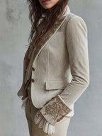 Perla | saco marfil con bordado dorado
