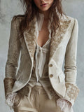 Perla | saco marfil con bordado dorado