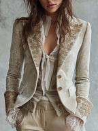 Perla | saco marfil con bordado dorado