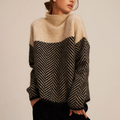 Ek Balam | suéter de cuello alto con espiga — Beige con negro