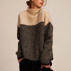 Ek Balam | suéter de cuello alto con espiga — Beige con negro