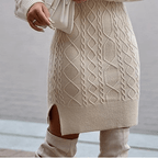 Cuitzeo | vestido corto de punto trenzado — Beige