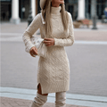 Cuitzeo | vestido corto de punto trenzado — Beige