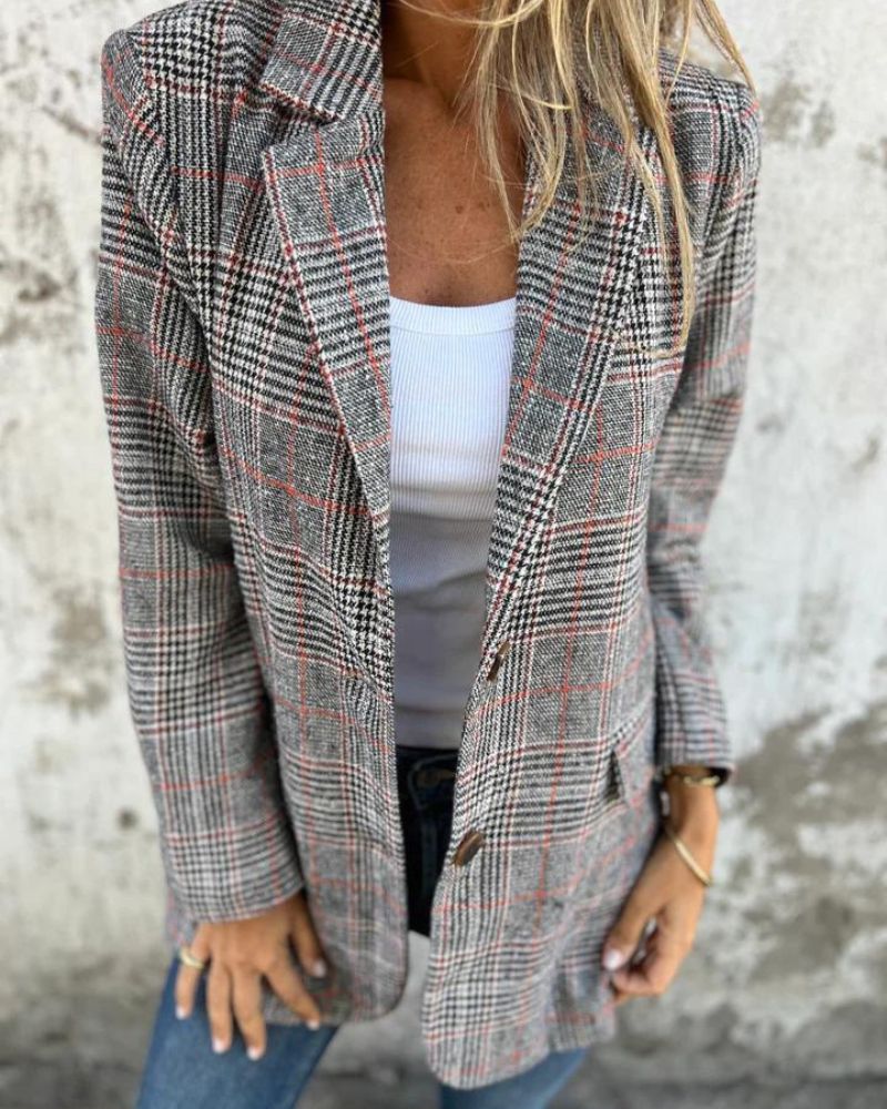Tolimán | saco holgado de cuadros — Gris con cuadro rojo