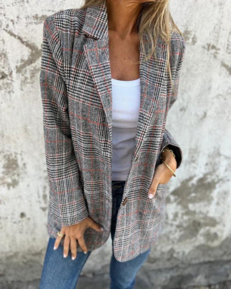 Tolimán | saco holgado de cuadros — Gris con cuadro rojo