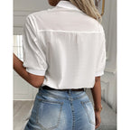 Melina | blusa de algodón con bordado de flores — Blanco