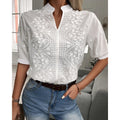 Melina | blusa de algodón con bordado de flores — Blanco