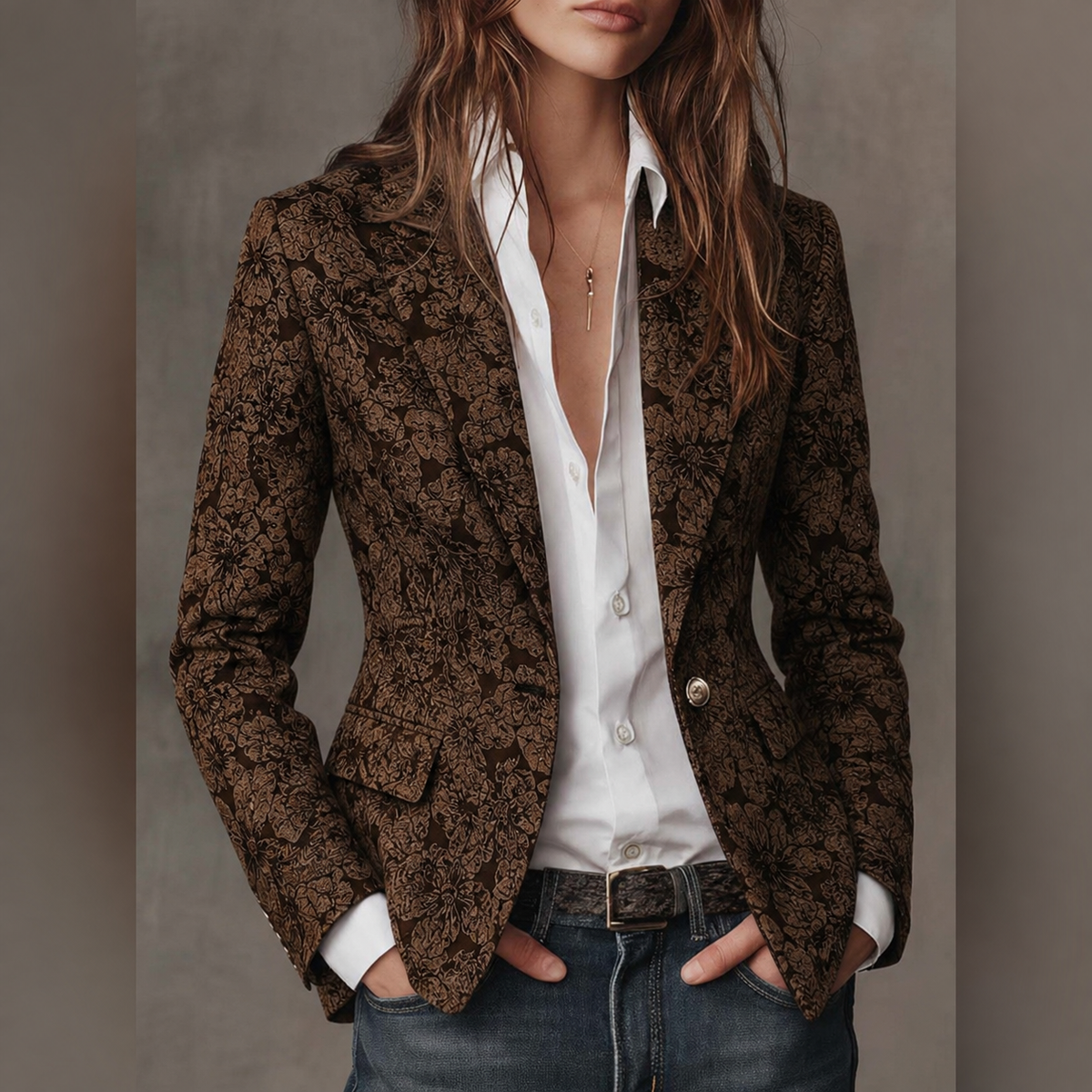 Pía | saco entallado de jacquard floral
