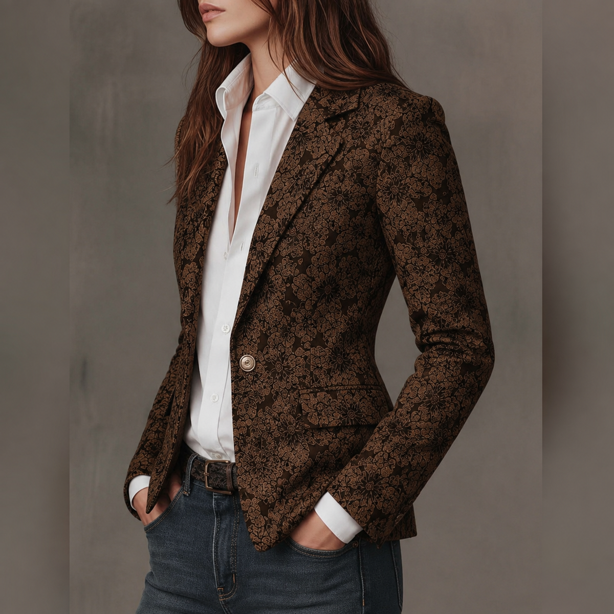 Pía | saco entallado de jacquard floral
