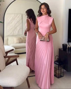 Yatziri | vestido largo de satín plisado — Rosa