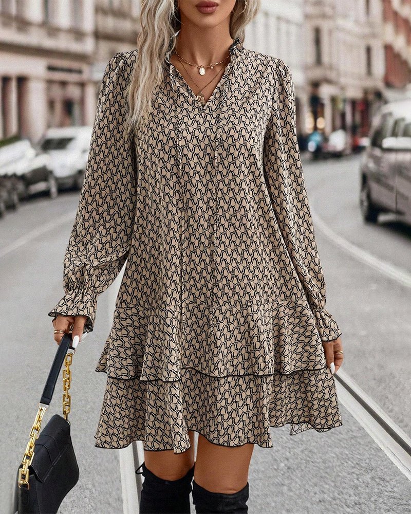 Frida | vestido corto estampado — Caqui