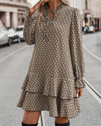 Frida | vestido corto estampado — Caqui