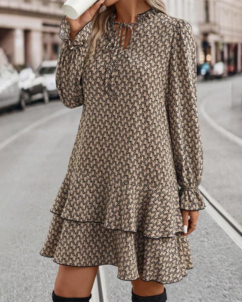 Frida | vestido corto estampado — Caqui