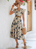 Belinda | vestido midi floral — Beige floral