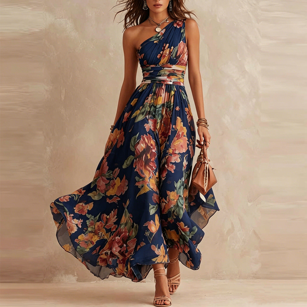 Zyanya | vestido largo de gasa de un hombro