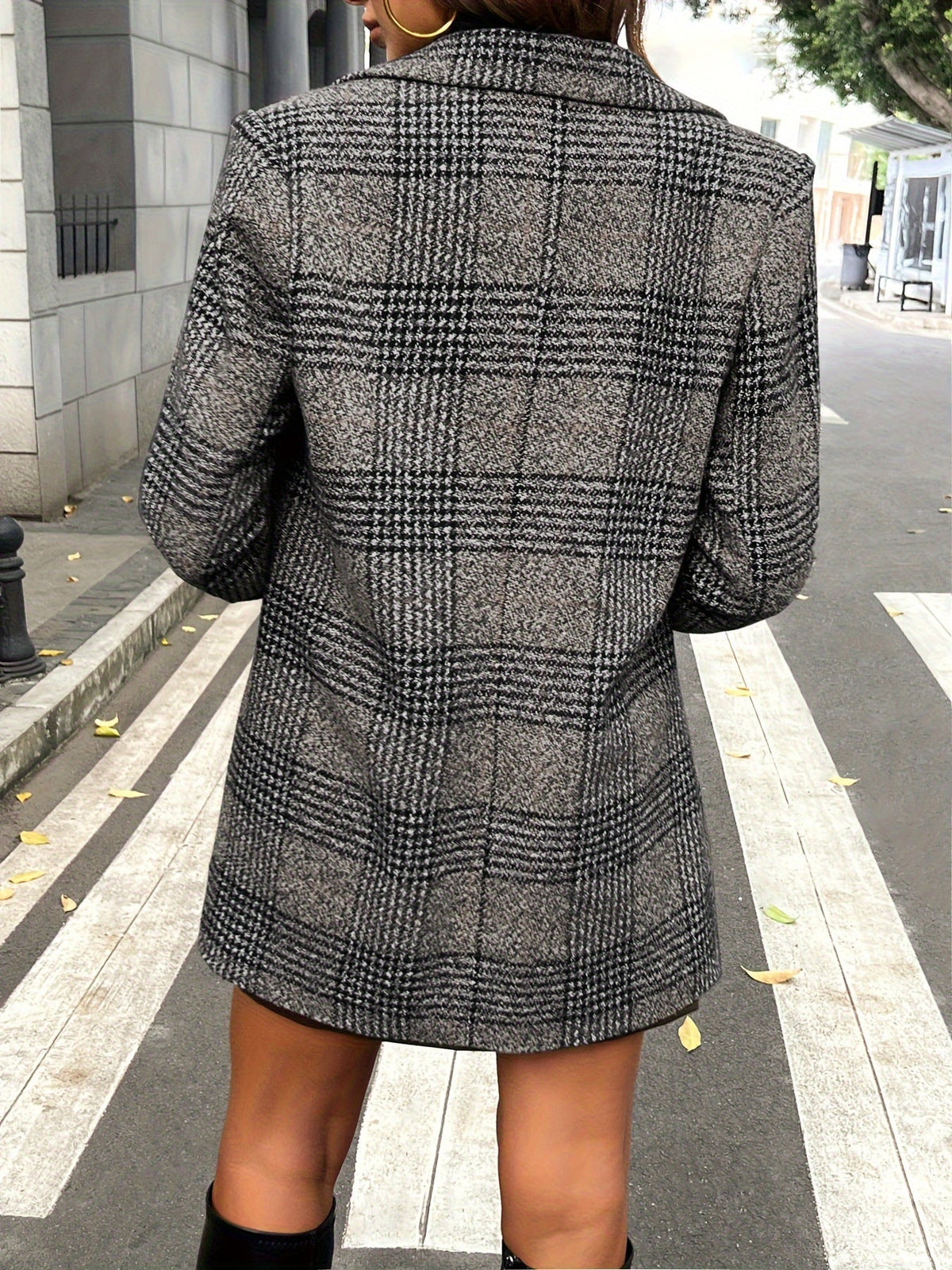 Huichapan | blazer largo de cuadros — Cuadros café