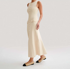 Rosalía | vestido midi de punto sin mangas — Marfil
