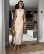 Rosalía | vestido midi de punto sin mangas — Marfil