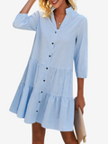 Josefa | vestido camisero de cuadritos — Azul cielo