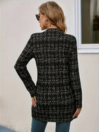 Etelvina | saco largo de tweed — Negro con cuadros blancos