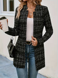 Etelvina | saco largo de tweed — Negro con cuadros blancos