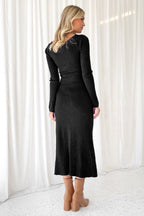 Edzná | vestido midi de punto — Negro
