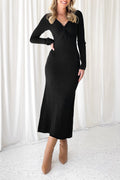 Edzná | vestido midi de punto — Negro