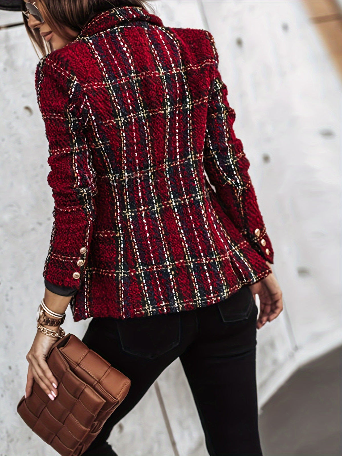 Parral | saco de tweed a cuadros cruzado — Rojo a cuadros