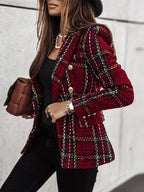 Parral | saco de tweed a cuadros cruzado — Rojo a cuadros
