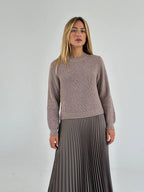 Candelaria | vestido largo de punto y falda plisada — Gris topo