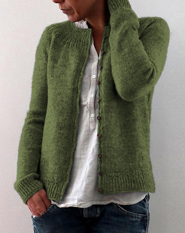 Felícitas | cárdigan de punto verde olivo — Verde olivo