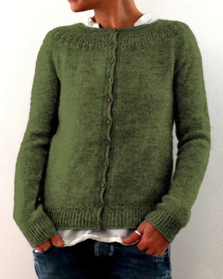 Felícitas | cárdigan de punto verde olivo — Verde olivo