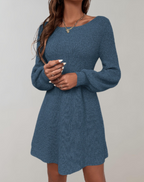 Dorotea | vestido corto de punto — Azul petróleo