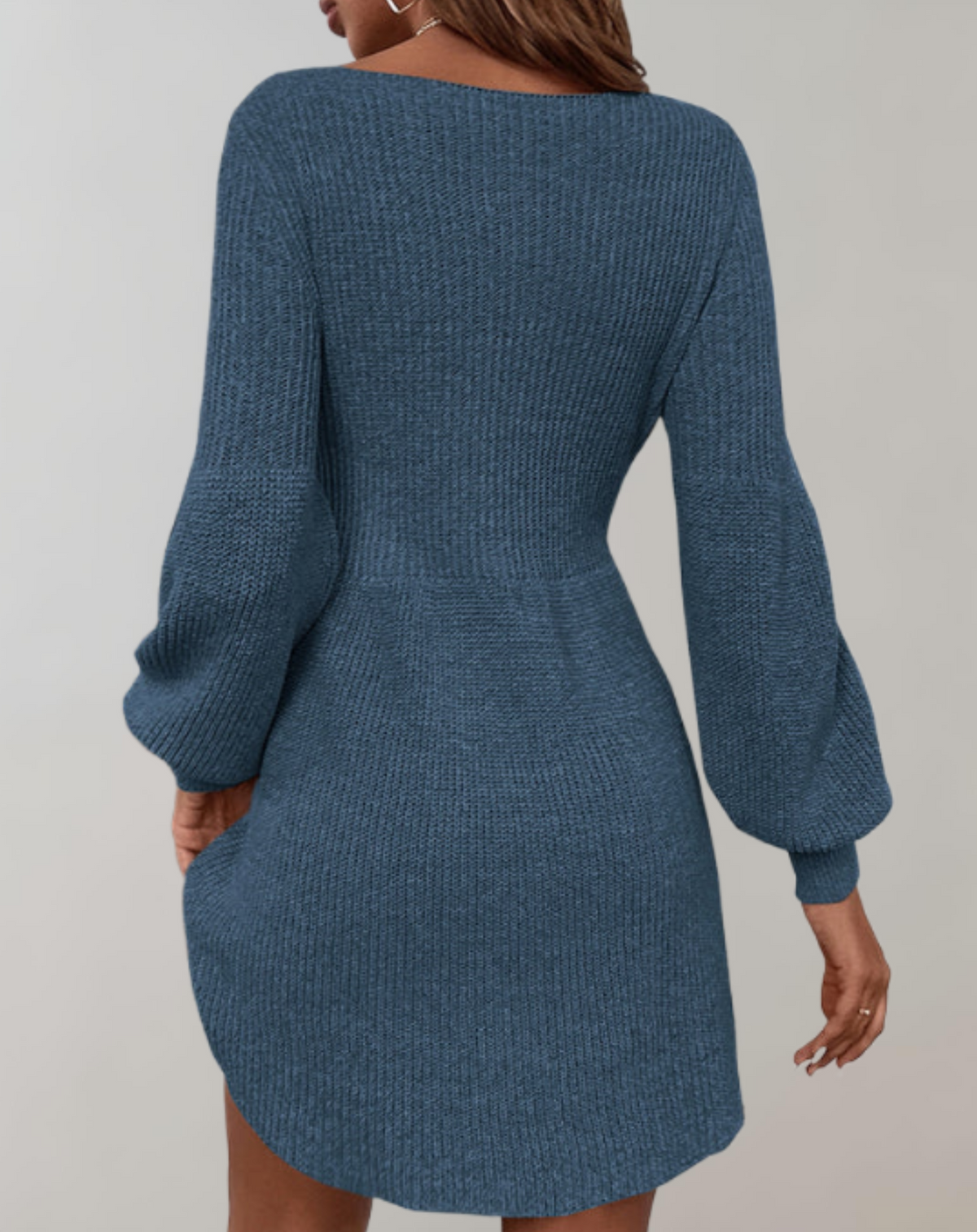 Dorotea | vestido corto de punto — Azul petróleo