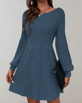 Dorotea | vestido corto de punto — Azul petróleo
