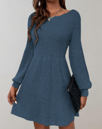 Dorotea | vestido corto de punto — Azul petróleo