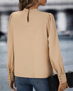 Petra | blusa de manga larga con pliegues — Camel