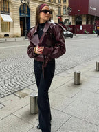 Maya | chamarra oversize efecto piel — Vino