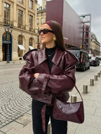 Maya | chamarra oversize efecto piel — Vino