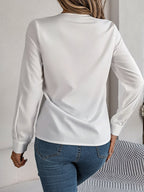 Asunción | blusa de manga larga con escote en V — Blanco