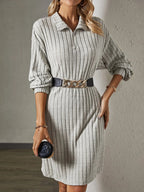 Florinda | vestido de punto con cuello polo — Gris claro