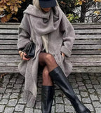 Guelatao | abrigo de punto con bufanda — Gris topo