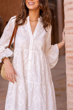 Xcalak | vestido largo blanco bordado — Blanco