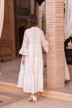 Xcalak | vestido largo blanco bordado — Blanco
