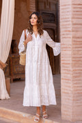 Xcalak | vestido largo blanco bordado — Blanco