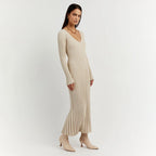 Xitlali | vestido largo de punto acanalado — Beige