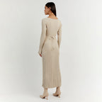 Xitlali | vestido largo de punto acanalado — Beige