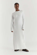 Nubia | vestido largo de canalé — Blanco